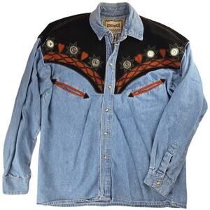 RiverGold | Country Western Shirt w/Cutouts & Embellishments | Size S
